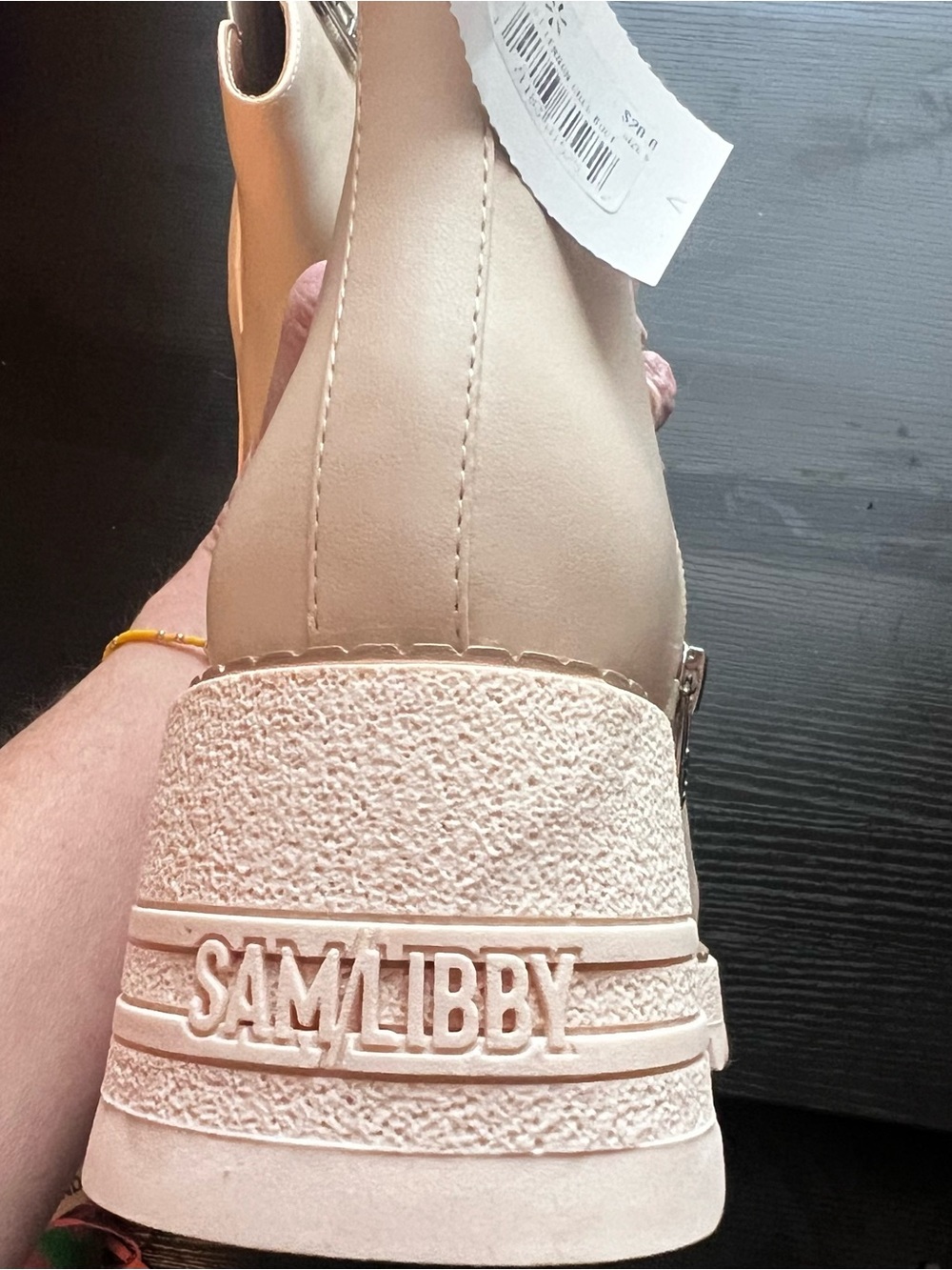 Sam & Libby Beige Cream Ankle Booties with Side Zip - Picture 7 of 9
